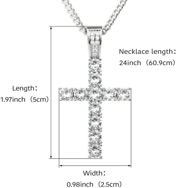 MCSAYS Hip Hop Jewelry Iced Out Bling Full Crystal Cross Pendant Golden Cuban Chain Religious Christian Necklace Fashion Accessories for Men/Women Gifts - Image 2