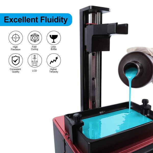 ELEGOO ABS-Like 3D Printer Resin, 405nm UV-Curing LCD Resin High Precision Fast Curing Non-Brittle Standard Photopolymer Resin for LCD Printer Printing Clear Blue 1000G - Image 4