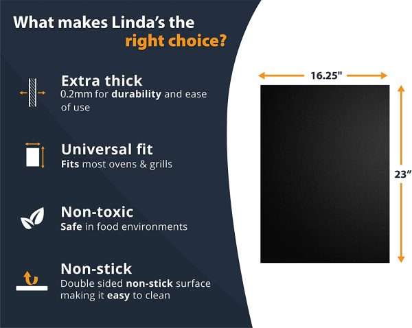 Large Heavy Duty Oven Liner by Linda??s Essentials (3 Pack) - Teflon Oven Liners For Bottom of Oven for Gas, Electric and Fan Assisted Ovens - Reusable Non-Stick Oven Mats for Bottom of Oven - BPA Free - Image 5