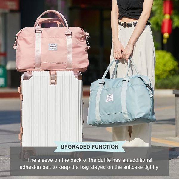 Travel Duffel Bag,Sports Tote Gym Bag,Shoulder Weekender Overnight Bag for Women, A-pink1-Large, L - Image 3