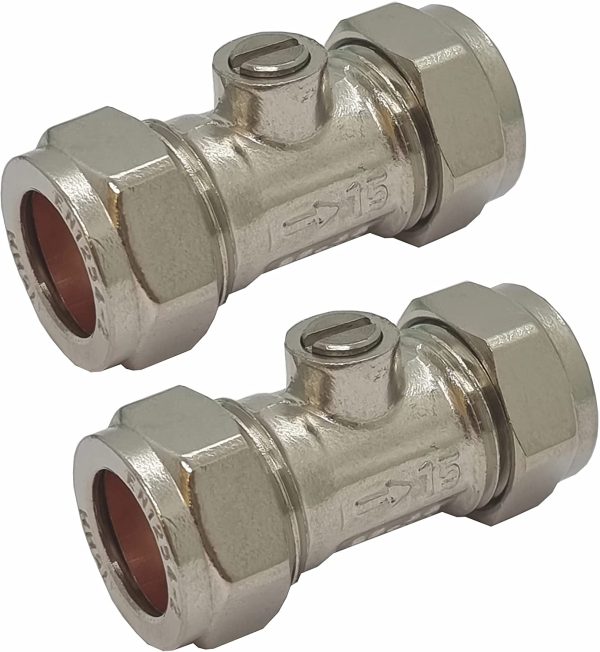 Pack of 2 Chrome 15mm Compression Isolation Valves Iso Valve Shut Off Stop Tap