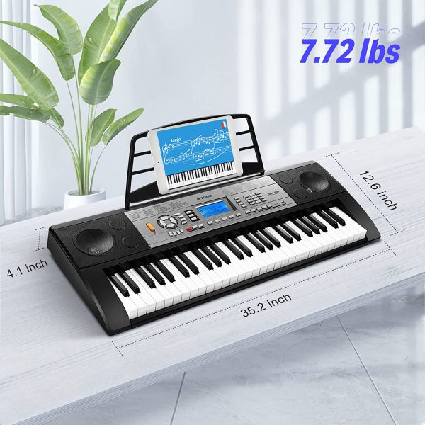 Donner 54 Key Keyboard Piano, Piano Keyboard for Beginner, Music Keyboard with Sheet Music Stand & Microphone, Supports MP3/USB MIDI/Audio/Microphone/Headphones/Sustain Pedal, DEK-510