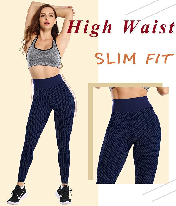 FITVALEN Women's TIK Tok Scrunch Bums Gym Leggings Honeycomb Textured Ruched Butt Lifting Yoga Pants Booty Enhancing High Waisted Sexy Compression Sport Tights for Workout Fitness - Image 2