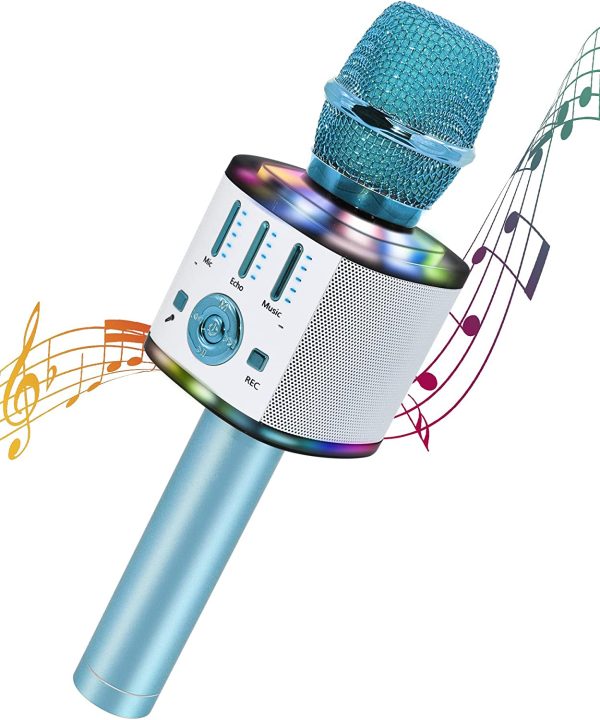 Karaoke Wireless Microphone, 5 in 1 Bluetooth Microphone with Dancing LED Lights, Portable Singing Mic Karaoke Machine Speaker, Home KTV Karaoke Player for Kids Adults Party Support Android iOS Device - Image 4