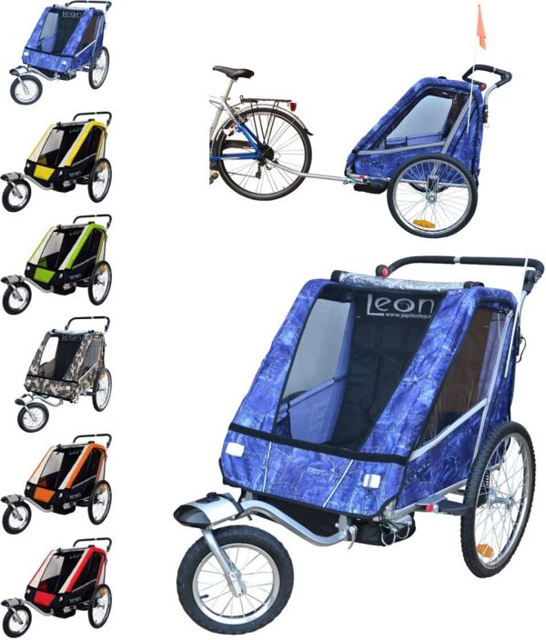 Leon Paplioshop folding bike trailer, buggy with front wheel, for 1 or 2 children, with 1 door, New - Image 6