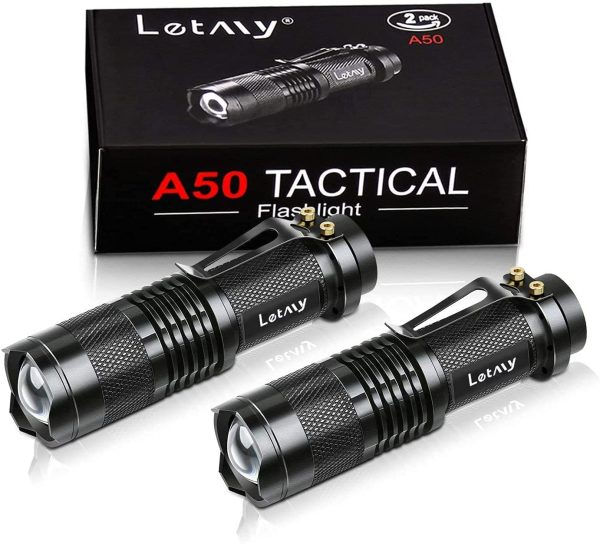 Pack of 2 Small LED Torches, 300 Lumens Super Bright Mini Torch Flashlight with 3 Modes and Adjustable Focus for Camping, Hiking, Gift