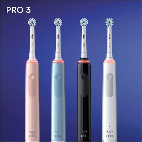 Oral-B Pro 3 Electric Toothbrush with Smart Pressure Sensor, 1 Cross Action Toothbrush Head, 3 Modes with Teeth Whitening, Gifts for Men/Women, 2 Pin UK Plug, 3000, Black - Image 4