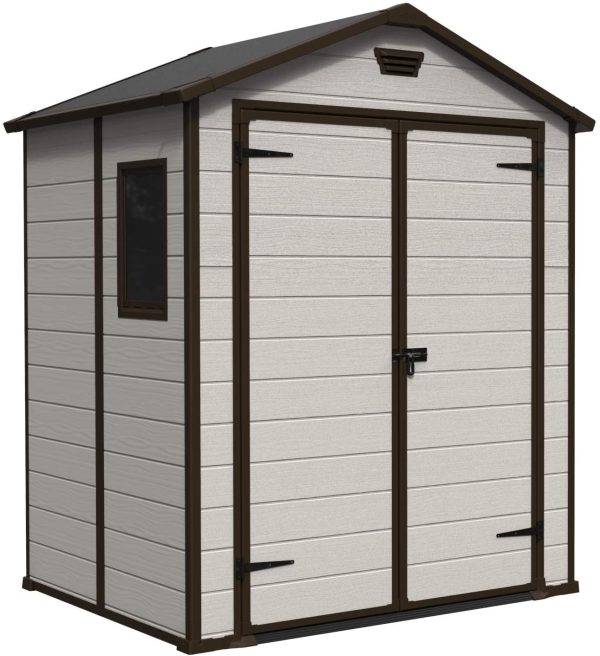 Keter 240955 Manor Outdoor Garden Storage Shed, Beige, 6 x 5 ft - Image 4