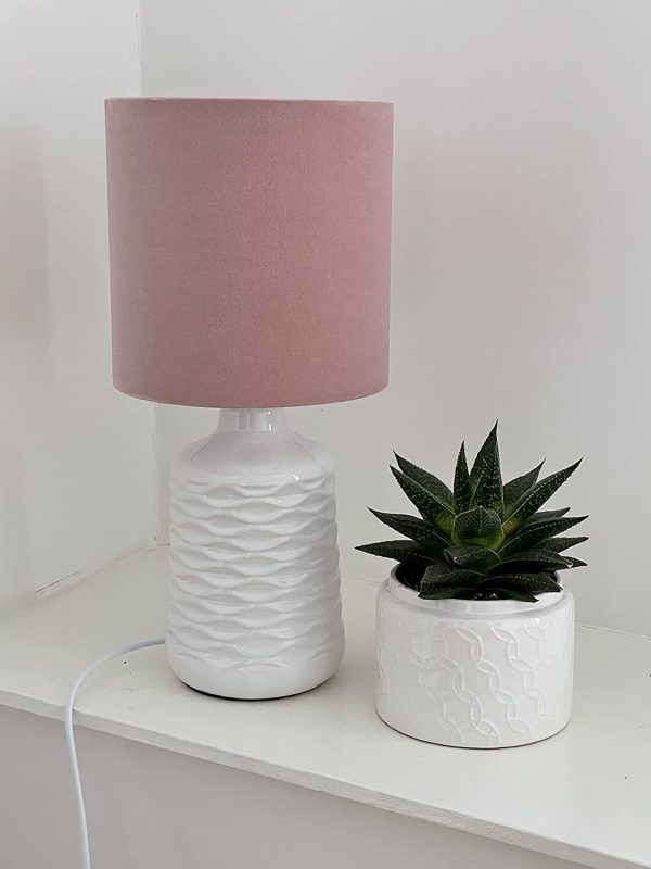 Blush Pink Velvet Drum Lampshade - Image 8