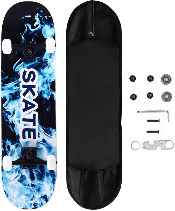 DISUPPO Skateboards,31" x 8"Complete Standard Skate Board for Beginners,7 Layer Canadian Maple Double Kick Skateboard for Adults, Boys, Girls, Kids, Teens - Image 2