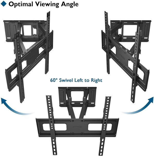 BONTEC TV Wall Mount for 23-60 Inch LED LCD Flat & Curved TVs, Swivels Tilts Extends Double Arm Full Motion TV Wall Bracket Holds up to 45kg, Includes HDMI Cable, Spirit Level, Max VESA 400x400mm - Image 5