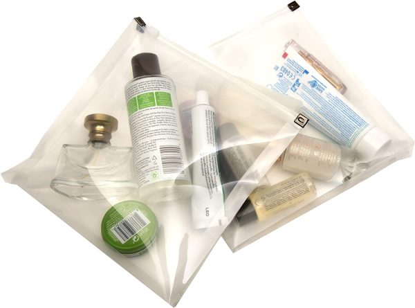 Clear Travel Bag Airport Flight Toiletries Cosmetics Makeup Fluids Transparent - 50% Recycled Plastic - Pack 2 - Image 4