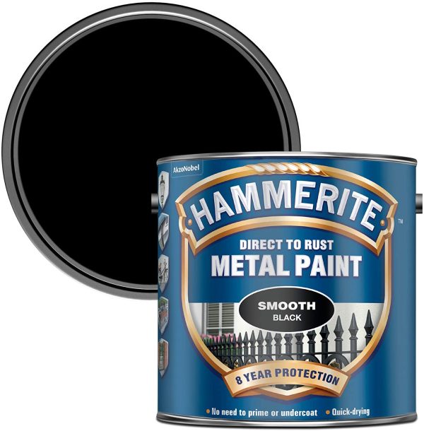 Hammerite Direct to Rust Metal Paint - Smooth Black Finish 2.5L - Image 3