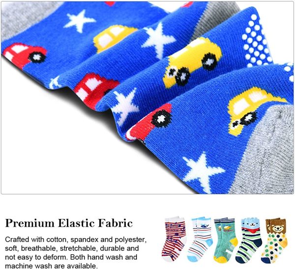 Boys Grips Cotton Ankle Socks - Children Girls Cute Novelty Toddler Infant Warm Anti-slip Cozy Funny Colorful Athletic Sport Multipack 5 Pairs for Spring Summer Autumn Winter Kids Aged 0-12 - Image 6