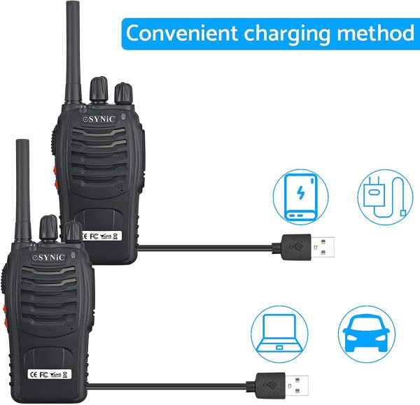 Rechargeable Walkie Talkie, 2Pcs Professional 2 Way Radio Long Range Portable Adult Walkie Talkies 16 Channel VOX Function Walkie Talky With Original Earpieces Perfect for Home Hotel etc