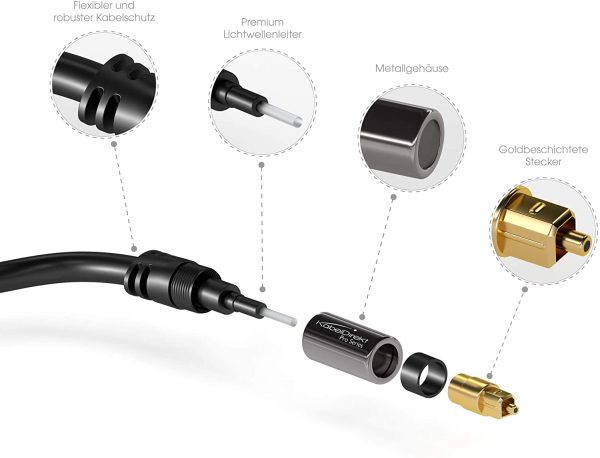 KabelDirekt ?C 1m Optical Digital Audio Cable/TOSLINK Cable (TOSLINK to TOSLINK, fibre optic cable, for Home Theater, PS4, XBOX) PRO Series - Image 6