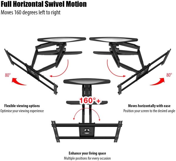 Invision Ultra Strong TV Wall Bracket Mount Double Arm Tilt & Swivel for 37-70 Inch (94-178cm) LED LCD OLED Plasma & Curved Screens - Up to VESA 600mm(w) x 400mm(h) - Max Load 50kg (HDTV-DXL) - Image 2