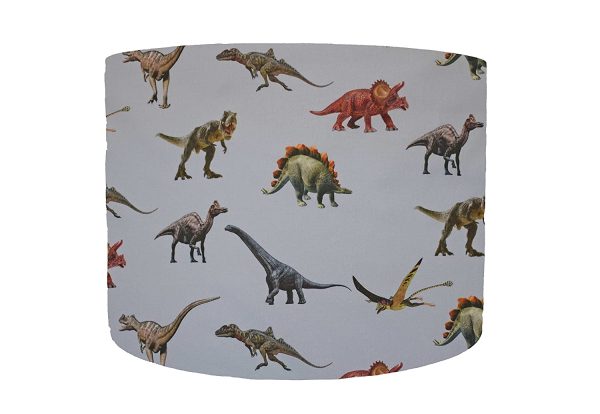 Grey Dinosaur Lampshade, Four Diameter Sizes 20cm, 25cm, 30cm, 40cm, Dinosaur Bedroom Light Shade, Kids Bedside Lampshade, Dinosaur Nursery Decor, Children Dinosaur Light, Grey Floor Lampshade - Image 3