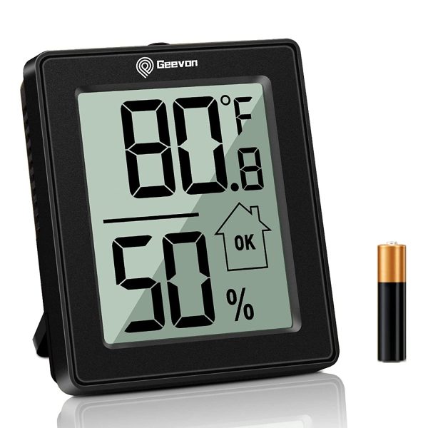 Geevon Digital Thermometer Indoor Hygrometer Humidity Indicator with Battery, Mini Temperature Monitor for Home Office