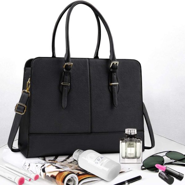 Lubardy Laptop Bags for Women 15.6 inch Ladies Leather Laptop Handbag Work Handbags Womens Tote Bag Office Black - Image 4