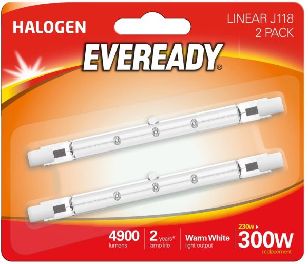 ECO Halogen 230W (300W Equivalent) Linear Light Bulb, Pack of 2, R7s, 300 W