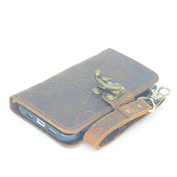 Handmade Genuine Leather Wallet Case For Iphone 13 Pro Max Case For Iphone 13 Pro / 13 Pro With Wristlet Brown Iphone 12 mini Italian - Image 4