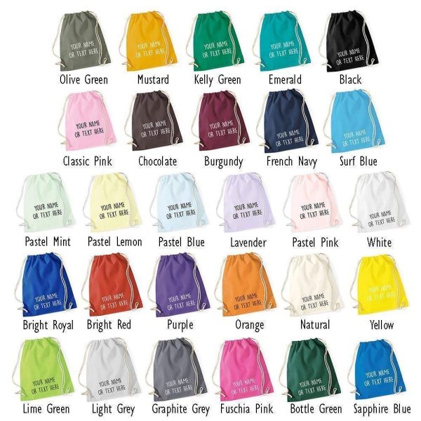 Personalised Cotton Drawstring Bag PE Gym Kit School P.E Kids Sport Rucksack New - Image 3