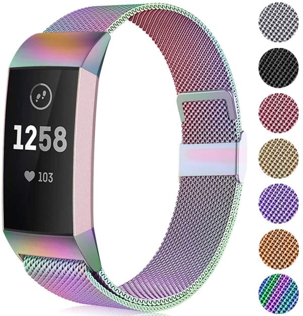 Faliogo Metal Replacement Strap Compatible with Fitbit Charge 3 Strap/Fitbit Charge 4 Strap, Adjustable Stainless Steel Wirst Band for Women Man, Small Large - Image 2