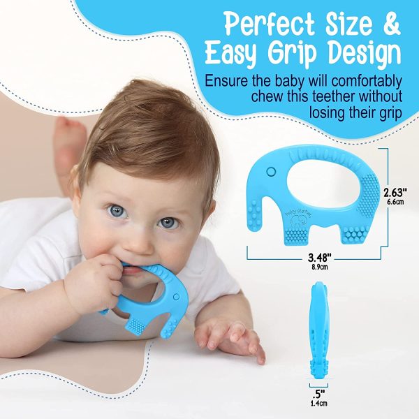 Baby Elefun Teething Ring, BPA Free Silicone Easy to Hold Teether Toy with Gift Package Included, Effective Elephant Teething Rings for Babies 3 4 6 12 Months Boy Teethers Cute Infant & Shower Gifts - Image 4