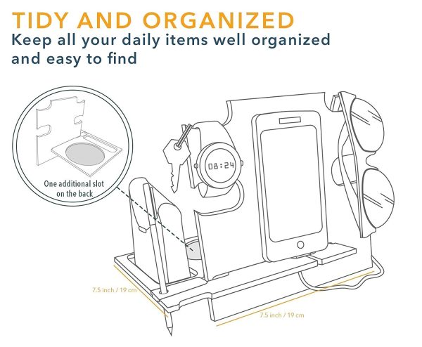 Personalized Gift for Him, Engraved Docking Station, Christmas Gift for Men - Smartphone Stand, Wooden Desk Organizer, Charging Station, Valentine's Day Gift - Image 6