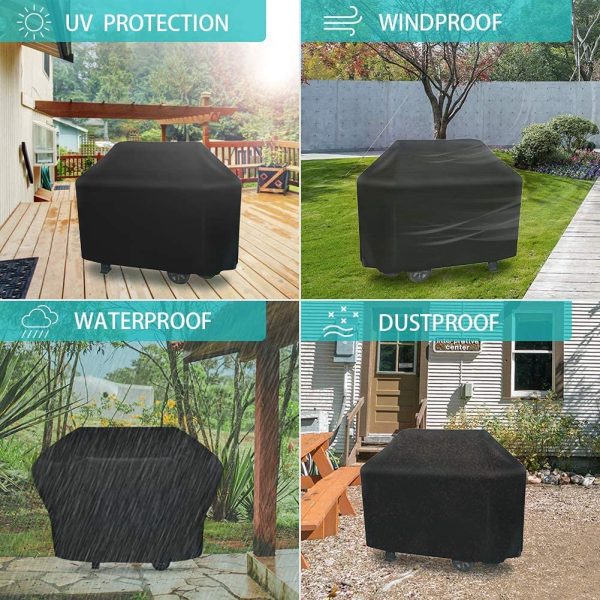 Chusstang Grill Barbecue Cover, Gas BBQ Cover waterproof Barbecue Cover Outdoor Gas BBQ Grill Cover Windproof, Dust Protection, Rip-proof & UV Protection with Storage Bag(147x60x112CM)