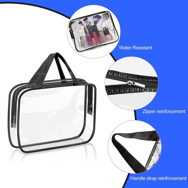 Clear Toiletries Bag, Funnasting 3 in 1 Waterproof Toiletry Travel Bag Clear PVC Travel Bag Wash Bag Makeup Bag Travel Business Bathroom for Men, Women and Kids - Image 4