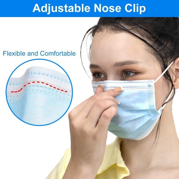 Face Masks-PACK of 100 | EXTRA VALUE-3 Layer Disposable Face Mask with Soft and Adjustable Ear Loop| Dustproof-Breathable | Comfortable, Protective and Suitable Face Covering For Sensitive Skin-(100)