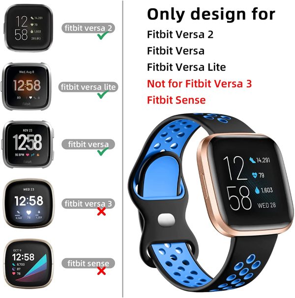 Dirrelo Strap Compatible with Fitbit Versa 2 Strap/Fitbit Versa Strap, Double Color Soft Silicone Wristband, Sport Breathable Replacement Strap for Fitbit Versa Lite/Versa/Versa 2, Small Large - Image 5