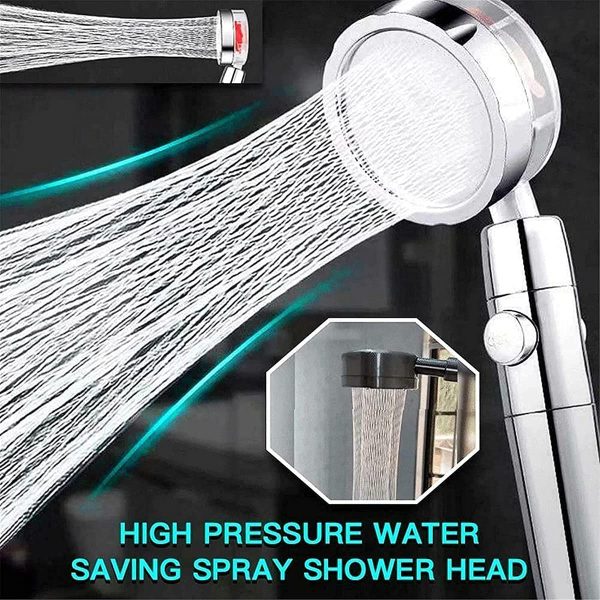 Propeller Driven Shower Head Set,360??Rotating Power Turbocharged Shower Heads,High Pressure Handheld Showers with 1.5m Hose and 2 Filter for Bathroom (Golden) - Image 7