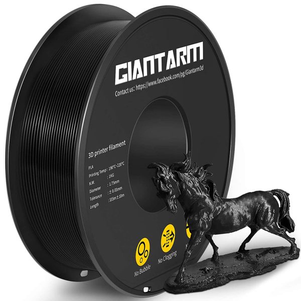 PLA Filament 1.75mm, GIANTARM Classic PLA 3D Printer Filament 1kg Spool Black