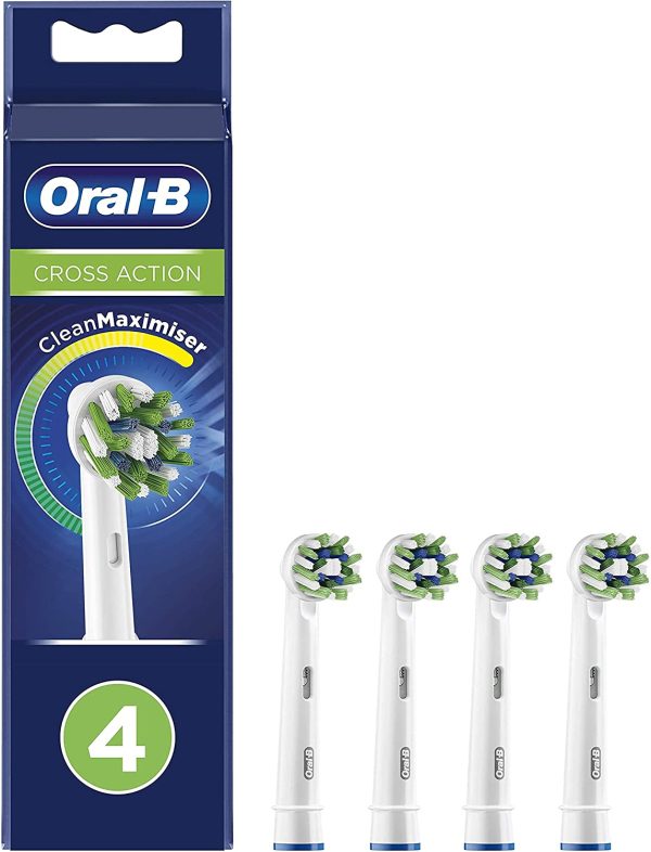 Oral-B Cross Action Electric Toothbrush Head with CleanMaximiser Technology, Angled Bristles for Deeper Plaque Removal, Pack of 4, White - Image 3