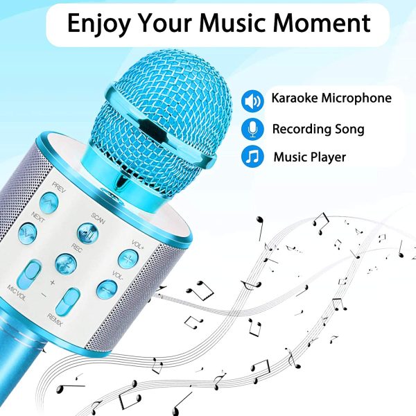 Karaoke Microphone Bluetooth Wireless, With 5 Voice-changing Modes Portable Karaoke Machine Mic Speaker for Kids and Adults Home Party Birthday, Gifts Toys for 3-12 Year Old Boys Girls (Blue) - Image 5