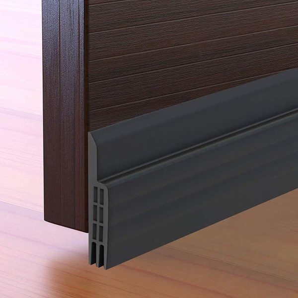 Hulameda Door Draft Excluder Strip, Self Adhesive Draft Excluder Tape for Noise Proof and Energy Saving, Door Bottom Seal Strip to Prevent Bugs Coming (Black/2" Width x 39" Length)