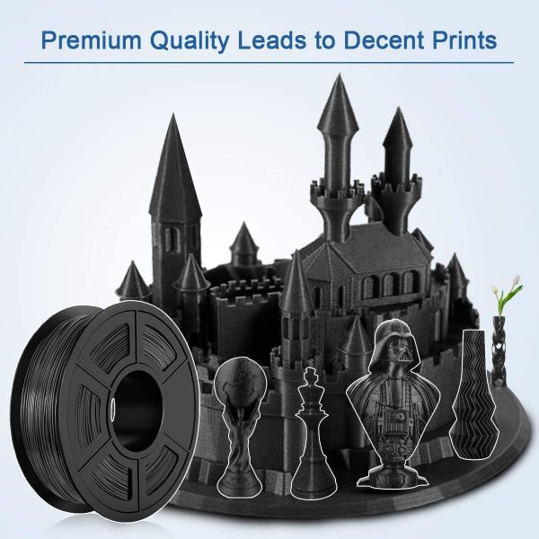 PLA Filament 1.75mm, PLA 3D Printer Filament,  PLA Filament 1KG (2.2 LBS) Spool, Dimensional Accuracy +/- 0.02mm, PLA Black - Image 5