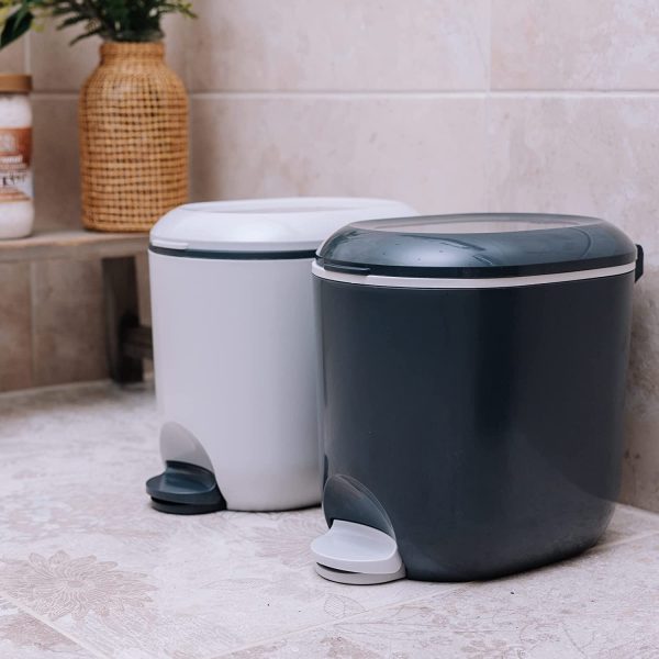 Premium Deluxe Bathroom Office Pedal Bin with Inner, 3.5 Litre, Charcoal Grey & Light Grey - Image 2