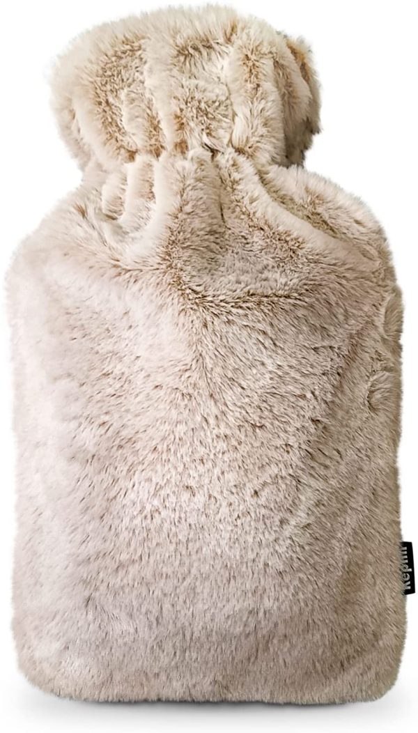 KEPLIN 2 Litre Hot Water Bottle with Cosy Fluffy Cover Premium Faux Fur Bag Large 2L (Brown) - Image 5