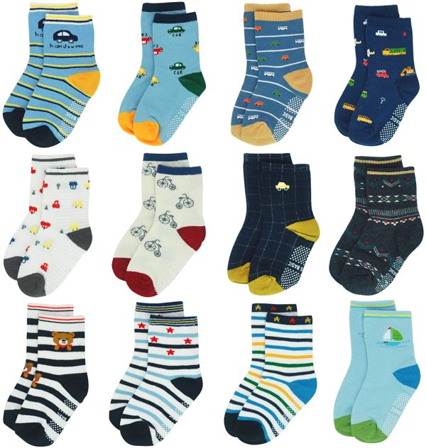 Toddler Non Skid Boy Socks - 12 Pairs Infant Baby Kid Children Grips Socks for 1-7 Years Old Girl Socks - Image 7