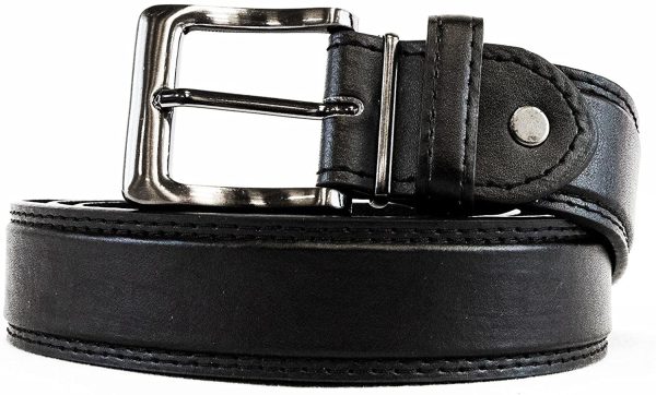 Men's Stylish Plain Leather Trouser Belt: Made by Forest Belt Co : Black : Brown : Up To 56" Waist - Image 3