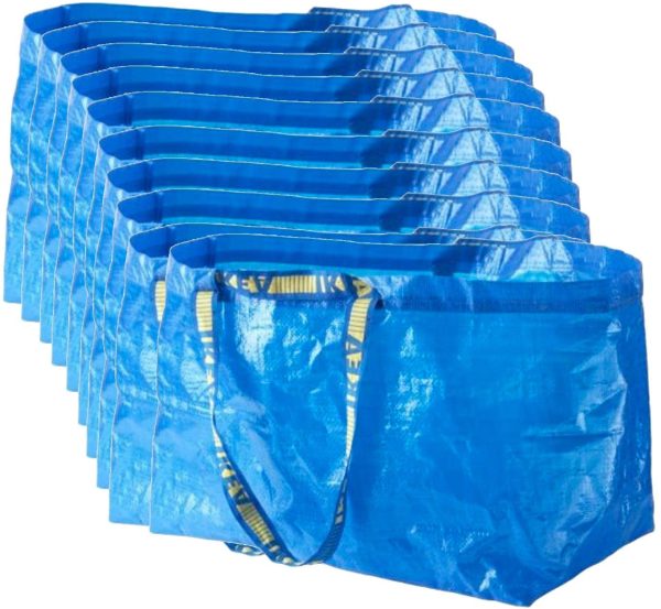 FRAKTA Carrier Bags, Blue, Large, 71 Litres - Set of 10