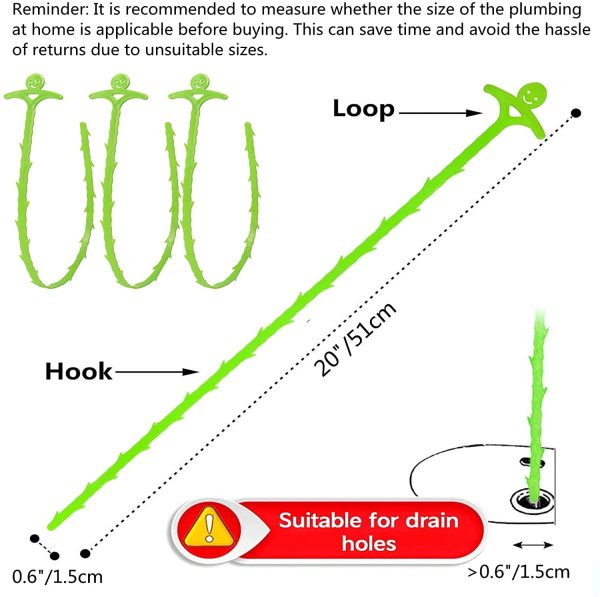 Forlivese Sink Unblocker Tool,10 Pack 20 Inch Sink Snake, Plastics Hair Snake, Drain Hair Remover for Sewer, Kitchen, Sink Bathroom, Convenient Hair Drain Clog Remover - Image 3