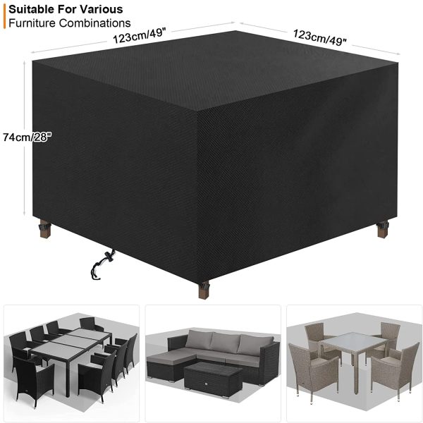 Garden Furniture Covers, Patio Furniture Covers Waterproof Heavy Duty 600D Oxford Fabric 123x123x74cm Cube Outdoor Table Covers Windproof Anti-UV Cube Set Cover??Waterproof Upgrade Version??