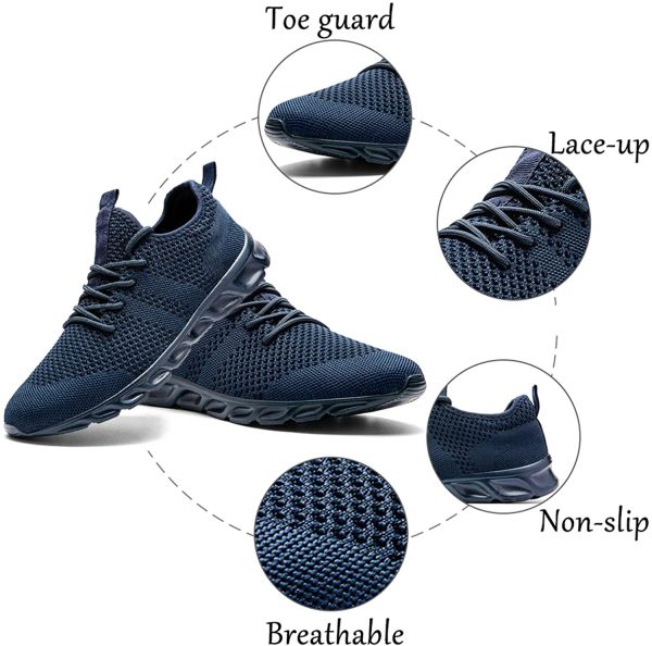 Damyuan Mens Running Walking Tennis Trainers Casual Gym Athletic Fitness Sport Shoes Fashion Sneakers Ligthweight Comfortable Working Outdoor Flat Shoes for Jogging - Image 2