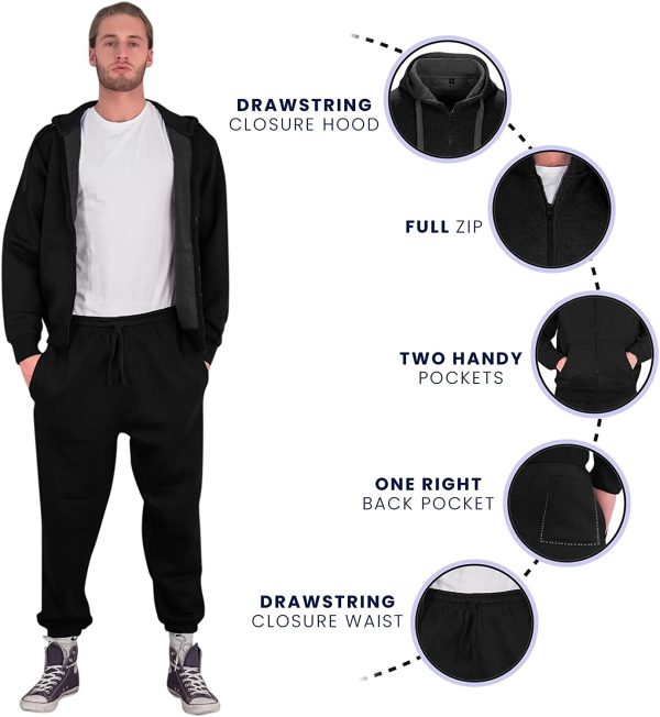 Love My Fashions? Men??s Tracksuit Contrast Cord Set Fleece Zip Hoodie Top Bottoms Jogging Joggers Gym Casual Exercise Running Sport Sweat Suit Pants Plus Sizes - Image 2