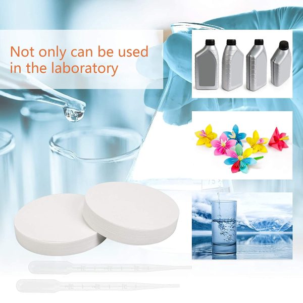 CHIFOOM 200pcs Qualitative Filter Paper,11cm 3ml Round Medium Flow Rate Filter Paper with 6pcs Disposable dropper for Laboratory Filtration Supplies - Image 6